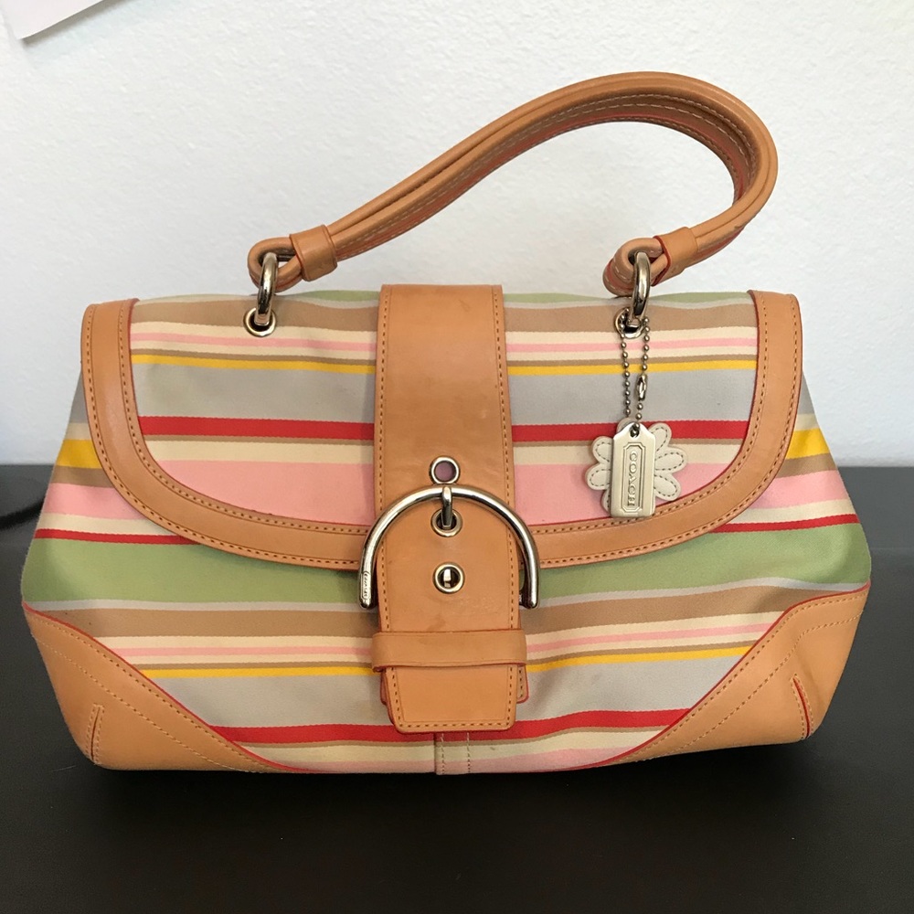 Coach handbag pastel stripes